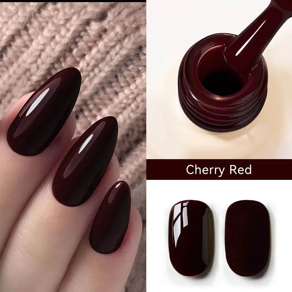 MAYCHAO Cherry Red Gel Nail Polish 12ml Glossy Semi Permanent Soak Off UV LED Frosted Gel Nails Base Painting Varnish