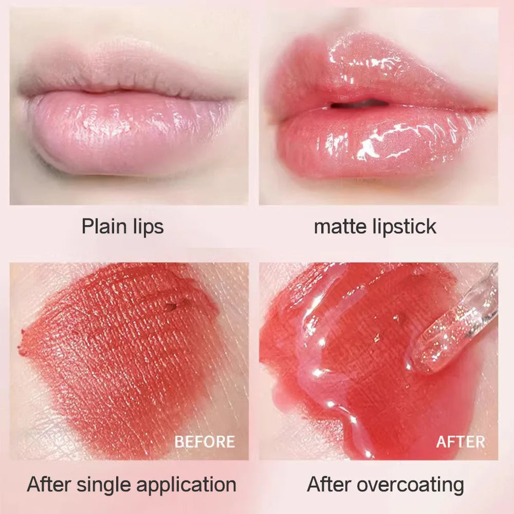 SHAQINUO 4 PCS Water-gloss Mirror Jelly Lip Gloss Moisturizes Lips Shimmers With Fine Pearls Brightens Lip Color