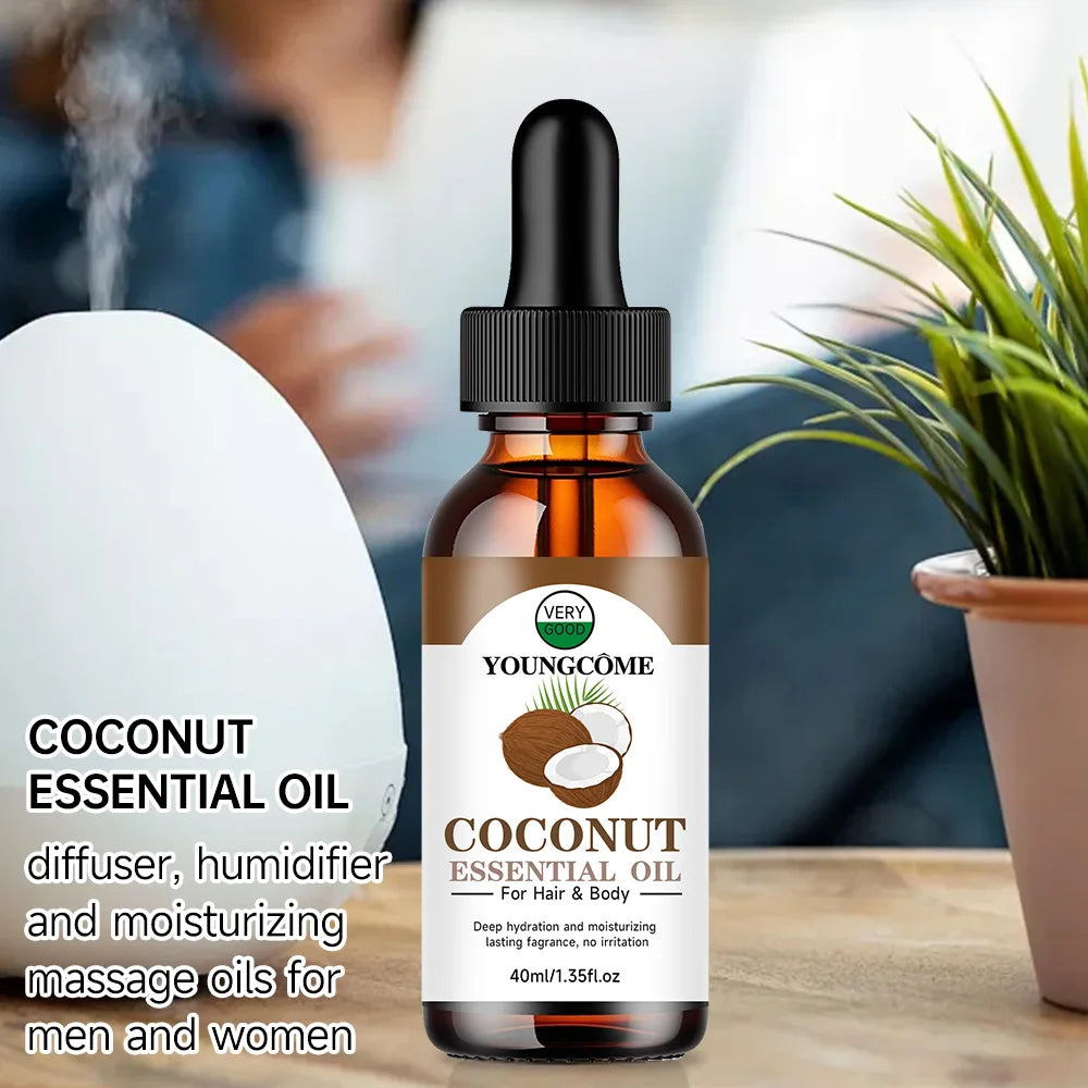 Coconut Hair Straightening Essential Oil Repairs Dyed Perm Damaged Hair Improve Frizz Breakage Nourish Soften Smooth Hair Care