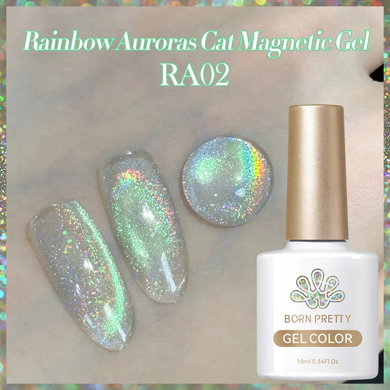 BORN PRETTY 10ml Rose Gold Cat Magnetic Gel Polish Pink Orange Soak Off UV LED Varnis Semi Permanent for Nail Art Design at Home
