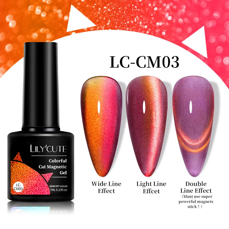 LILYCUTE 7ML Ocean Blue Cat Magnetic Gel Nail Polish Sparkling Glimmer Gel Polish Semi Permanent UV Magnet Gel Varnish Nail Art