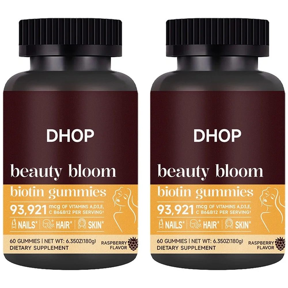Biotin Gummies Daily Beauty Supplement Hair Skin Nails Support Multivitamin with Vitamins C D E B Complex 60 Count