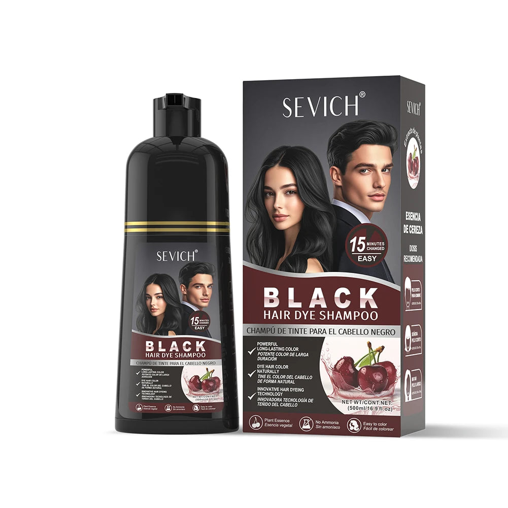 500ml Black Dyed Shampoo Instant Dye Covers Natural Gray Hair Shampoo Black Hair Dye Herbal Ginseng Ginger White Hair Dyed Black