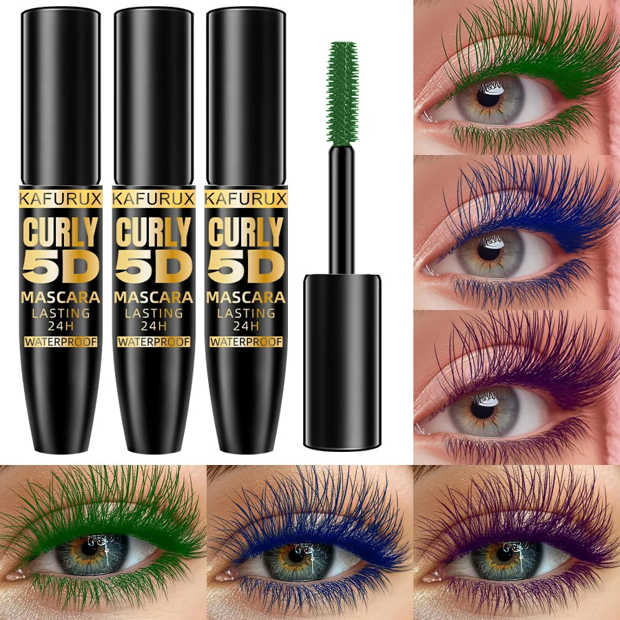 9 Colors 5D Silk Mascara with Big Eye Waterproof Lengthened Sweat-proof Long Lasting Purple Green Black Mascara Korean Makeup