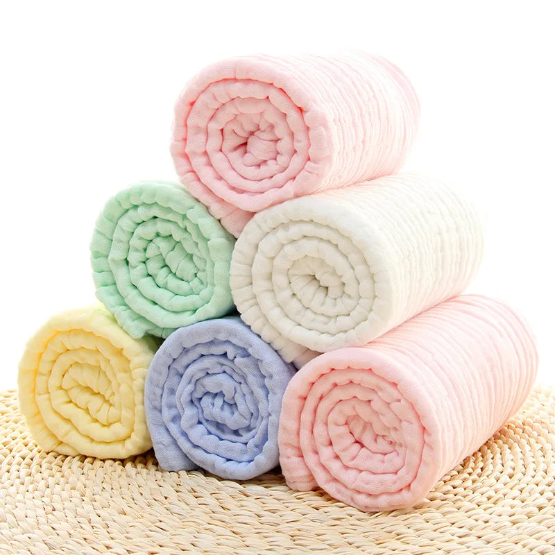 5Pcs 25x25cm Baby Towel Bath Towels Face Washcloth Muslin Squares Cotton Hand Wipe Gauze for Bathing Feeding Kids Handkerchief