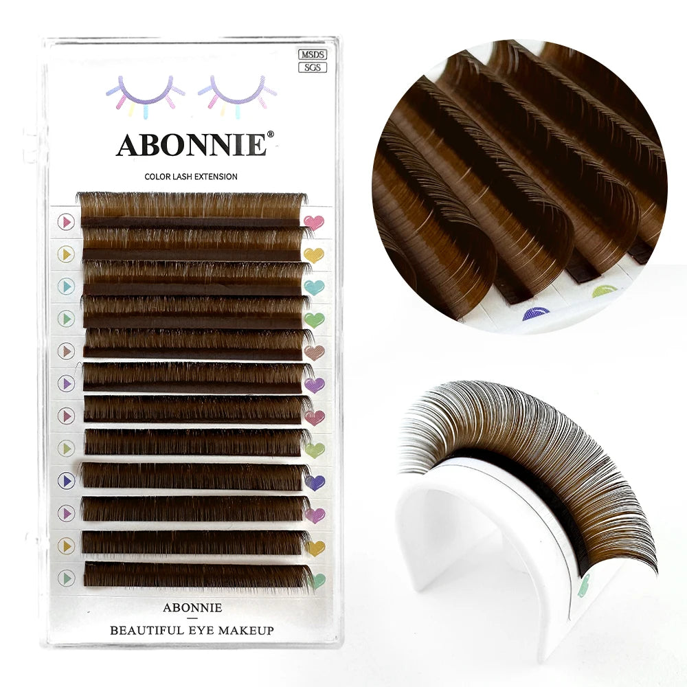 Abonnie 0.03 CC Curl Brown Classic Individual Eyelashes Russian Volume Lashes