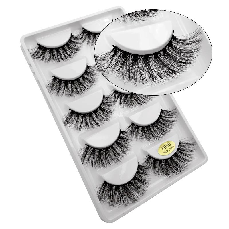 3/5 Pairs 3D Faux Mink Hair Soft Eyelashes Natural Thick Long False Eyelashes Dramatic Fake Lashes Handmade Eyelashes Faux Cils