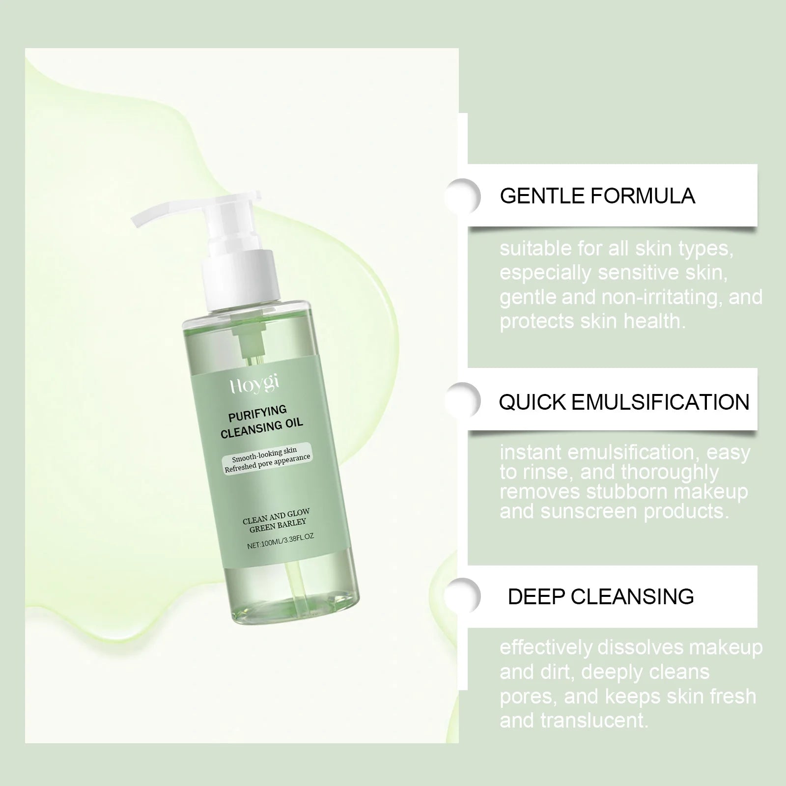 HOYGI Makeup Removal Oil Deep Cleansing Reduce Blackheads Purifying Pores Hydrating Moisturizing Non Greasy for All Skin Types