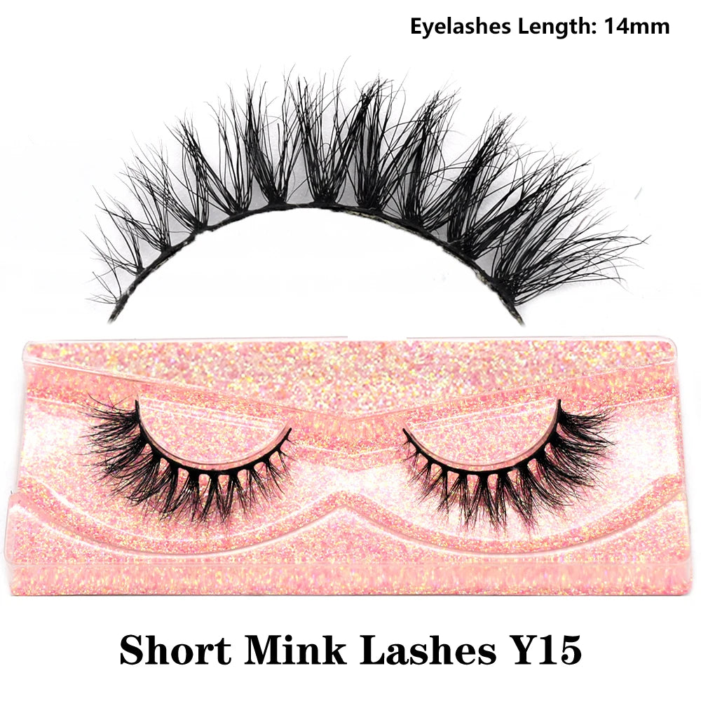 FOXESJI Real Mink Fluffy Short Eye Lashes Extension Wispy Soft Natural Short False Eyelashes Daily Wear Full Strip Lashes Makeup