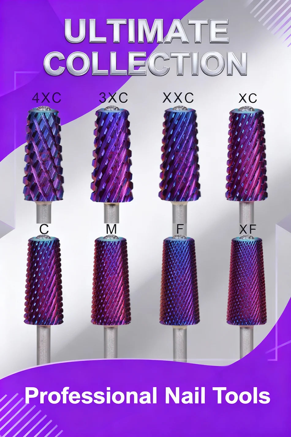 RolinStar 6.6 Safety Large Diamond Crystal Trapezium Tapered Barrel purple  steel Carbide milling cutter nail drill bit