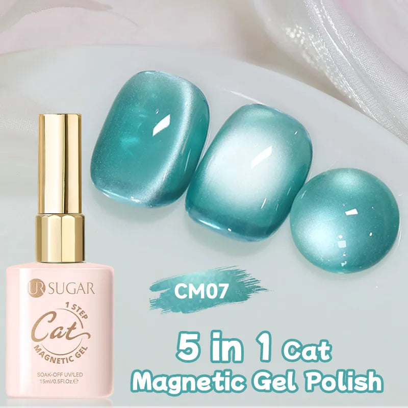 UR SUGAR 5-in-1 15ml Cat Magnetic Gel Polish 1-Step No Base No Top Coat Dry UV LED Nail Gel Long Lasting Easy Apply