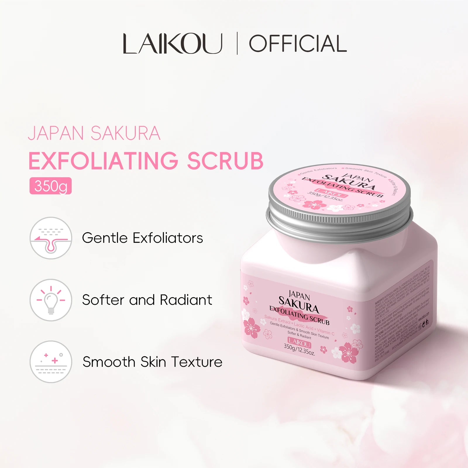 LAIKOU Sakura Exfoliating Facial Scrub Gentle Cleansing Dead Skin