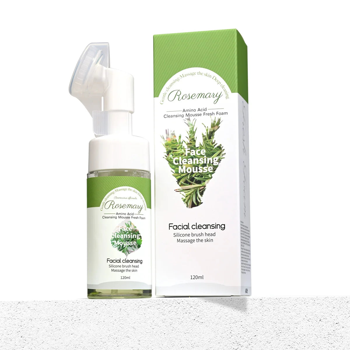 Rosemary Essential Oil Facial Cleanser Mousse Refreshing and Oil Controlling Soft Silicone Brush Head Deeply Cleans Facial Skin
