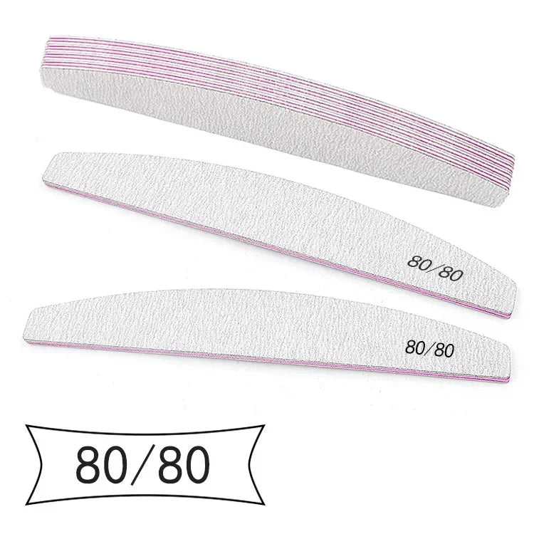 1/3/5/10Pcs Professional Nail File 80/100/150/180/240 Sandpaper Strong Thick Sanding Half Moon Lime nail accessories and Tools