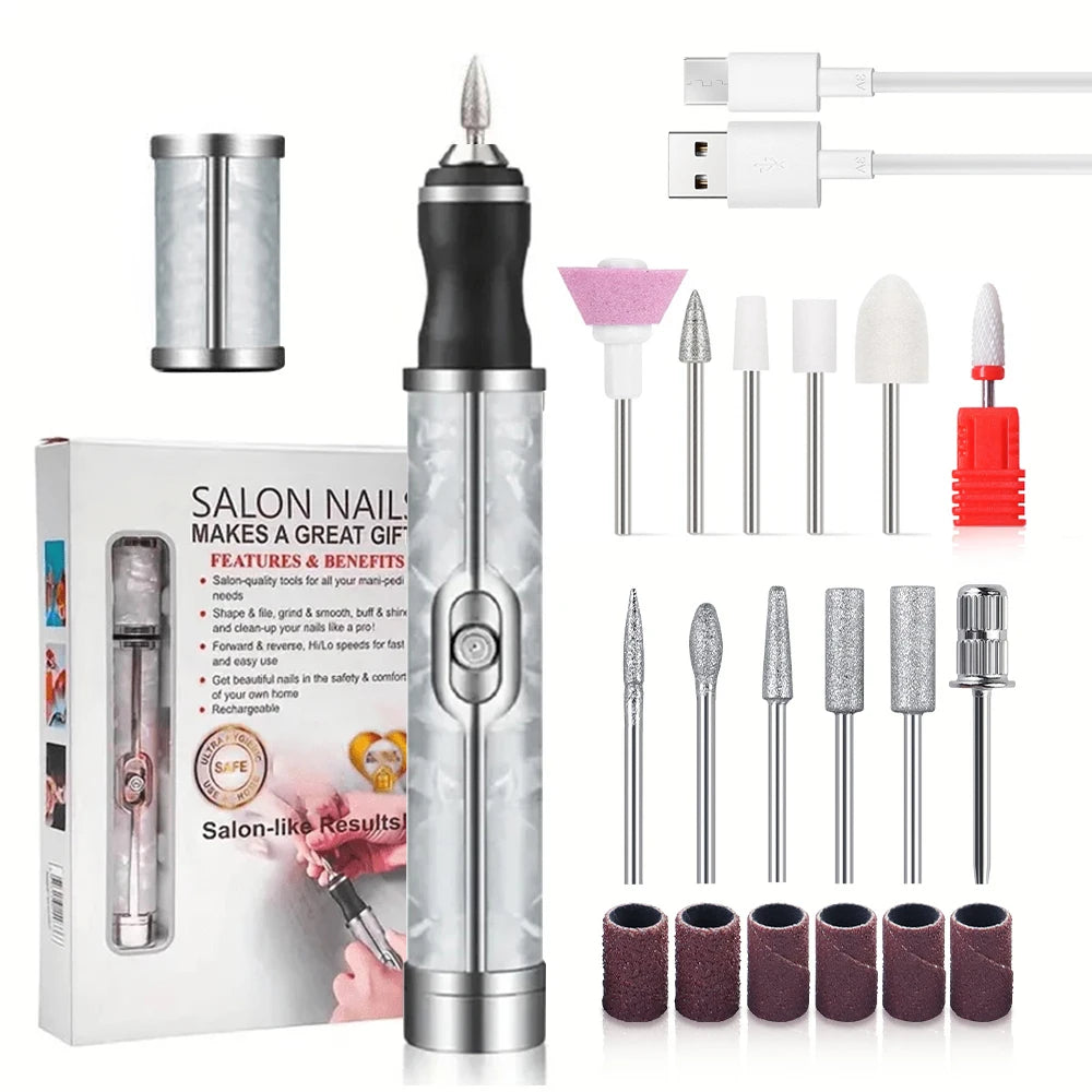 LULAA Rechargeable Electric Nail Drill Machine Cordless Electric Nail File for Acrylic Gel Nails Efile Manicure Pedicure Kit