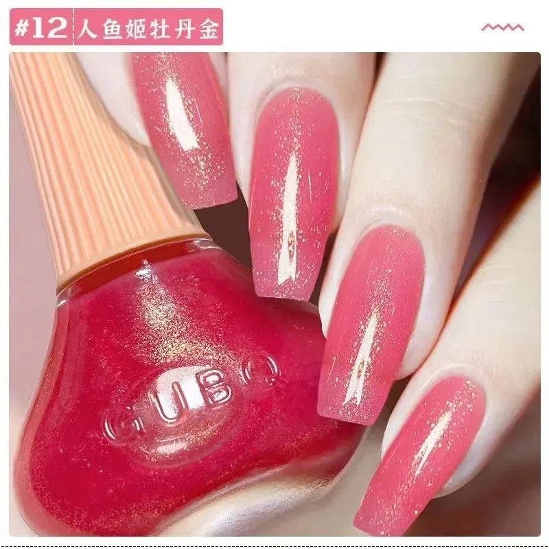 12ml  No-bake Quick Dry Nail Polish Shimmer Nail Polish Quick Dry No Peelable Long Lasting Nail Art Varnish 45 Colors