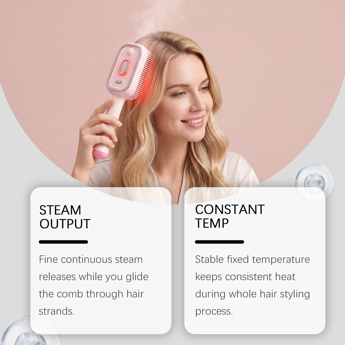Electric Spray Hair Brush 2-In-1 Misting Hair Brush with Water Spray Reduce Frizz Anti-Static Retractable Steam Massage Comb
