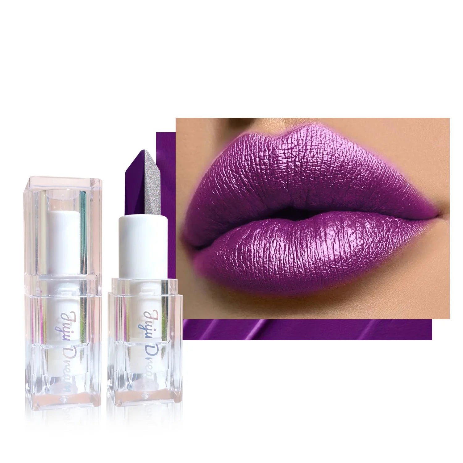 Color-Changing Dual-Tone Lipstick, Temperature-Sensitive Rose & Purple, Moisturizing, Long-Lasting, Waterproof, Unisex,Skin-Safe
