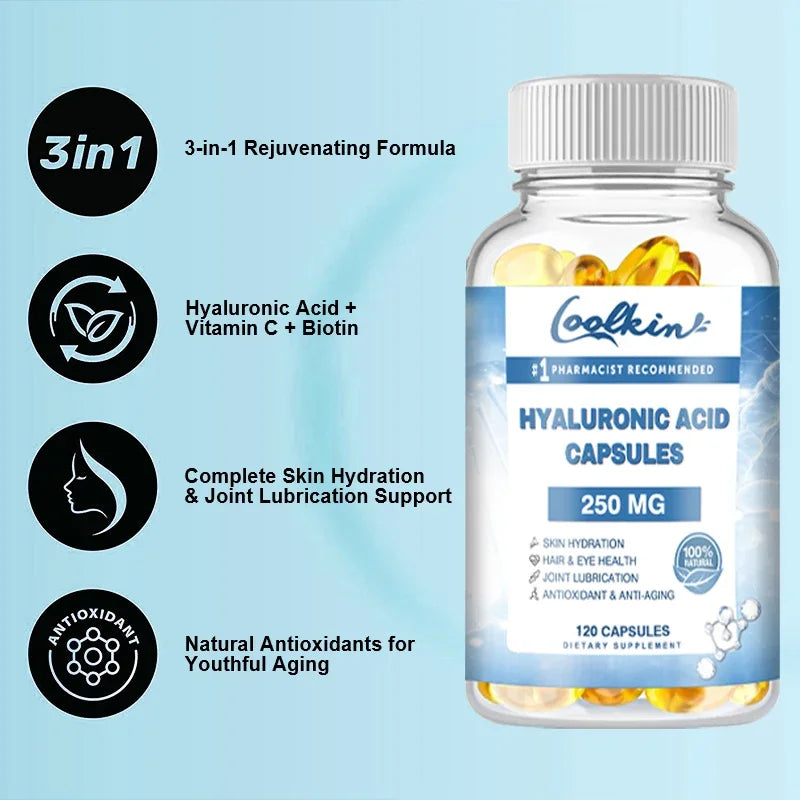 Hyaluronic Acid Capsules - Promote Firm Skin, Strong Nails & Hair, Healthy Joints, Antioxidant