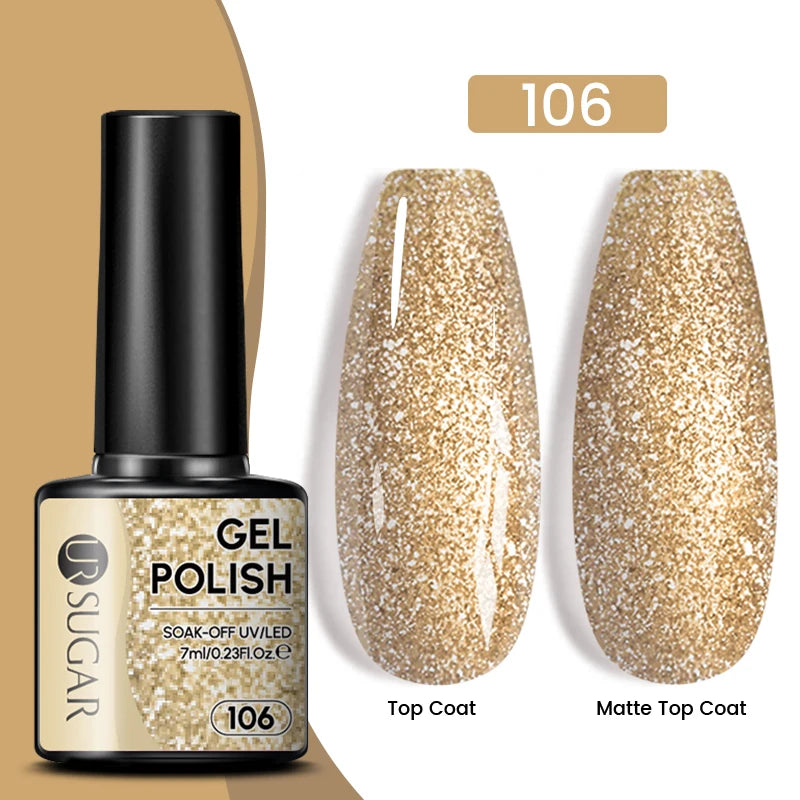 UR SUGAR 7ml Glitter UV Gel Nail Polish Glitter Sequins Soak Off UV Gel Varnish Colorful Nail Gel Polish DIY Nail Art Polish