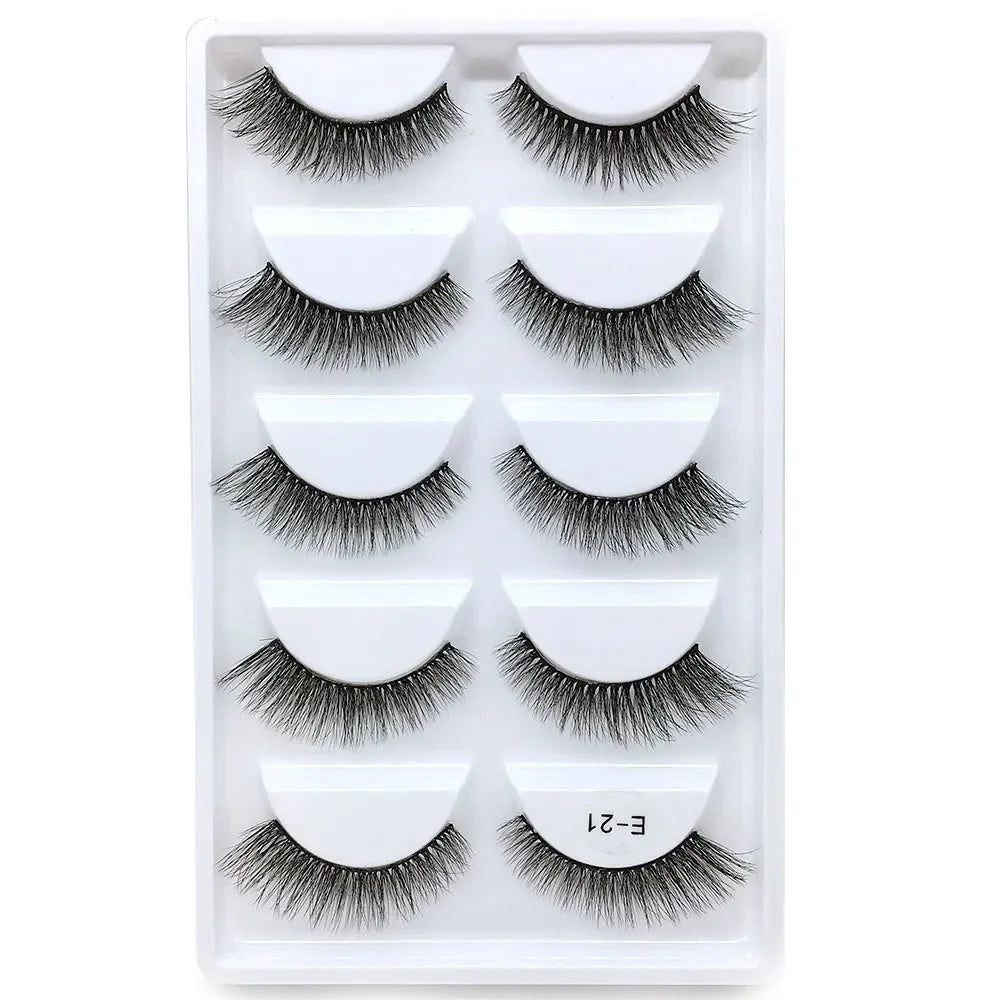 AMSNCN NEW 5Pair 100% Real 3D Mink Lashes Soft Natural False Eyelashes Makeup Long Eye Lashes Eyelash Extension CiliosH13mini