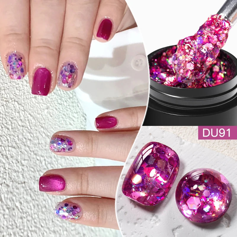 8ML Glitter Gel Nail Polish Shining Mineral Sequins Soak Off UV LED Nail Gel Semi Permanent Nail Art Supplies for Manicure