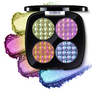 CHARMACY 4 Colors Duochrome Eyeshadow Palette Vegan Shimmer Multichrome Long-lasting Eye Shadow Cosmetic Makeup for Women