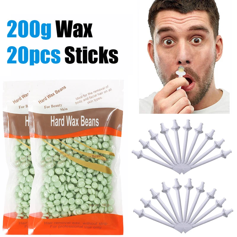 Nose Wax Kit | There are Wax and Applicators | Hair Removal Kit for Men and Women Painless Removal of Nose Hair Cleaning