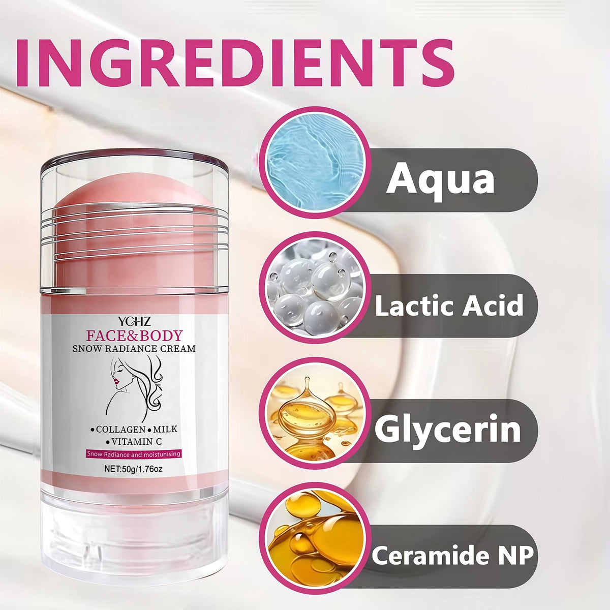 Facial and Body Brightening Stick - Brightening Cream, Perfect for Use on the Face, Neck, Underarms, Joints, Etc., Gentle Formula, Provides Brightening and Moisturizing, Suitable for Both Men and Women, 50g