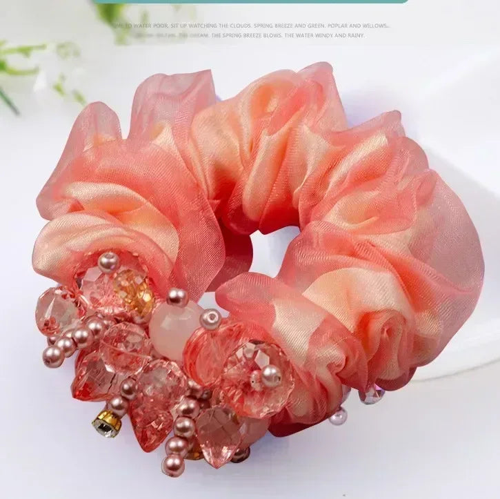 Women Lace Hair Scrunchies  Bow Hair Fantaisie Tie High Elasticity