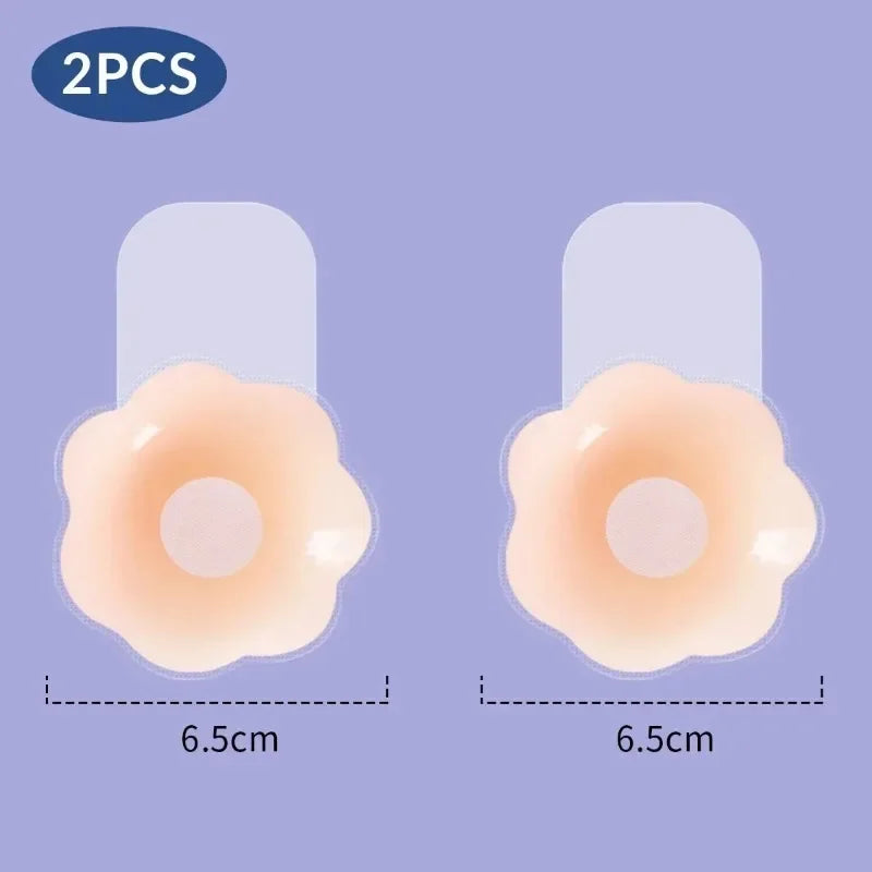 1Pairs Silicone Nipple Cover Lift Up Bra Sticker Adhesive Invisible Bras Chest Patch for Women Reusable Chest Breast Petals Pads