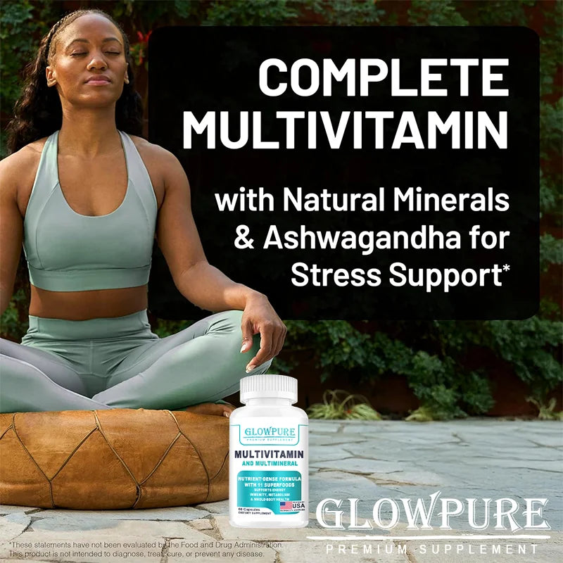 Multivitamin for Women, Organic Whole Foods & Natural Minerals - B-Complex Vitamin C D3 K2 for Stress Immunity Hair Skin & Nails