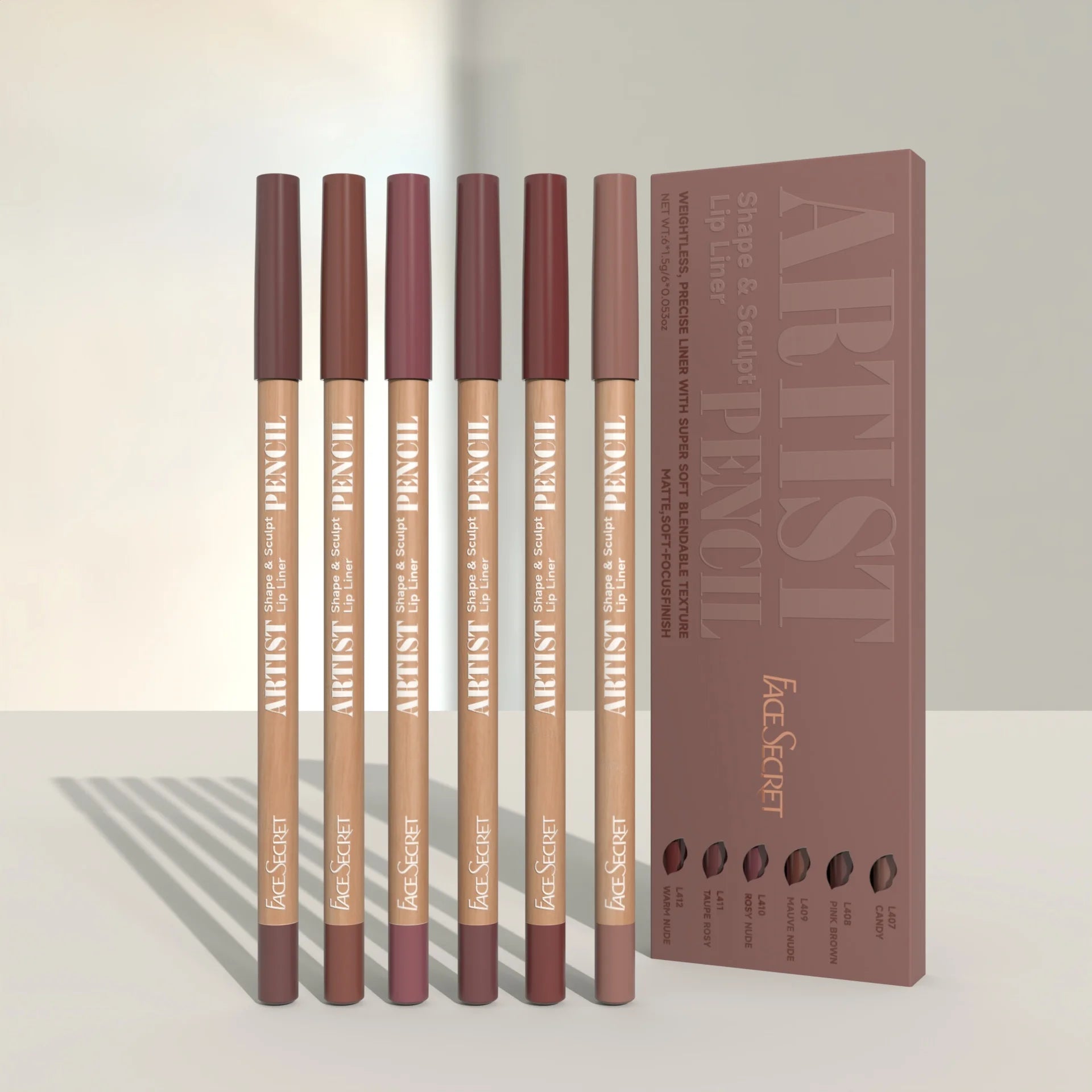 18Pcs Nude Matte Lip Liner Set,High Pigmented Natural Lip Makeup Soft Pencils Longwear Smooth Ultra Fine,Long-Lasting Waterproof