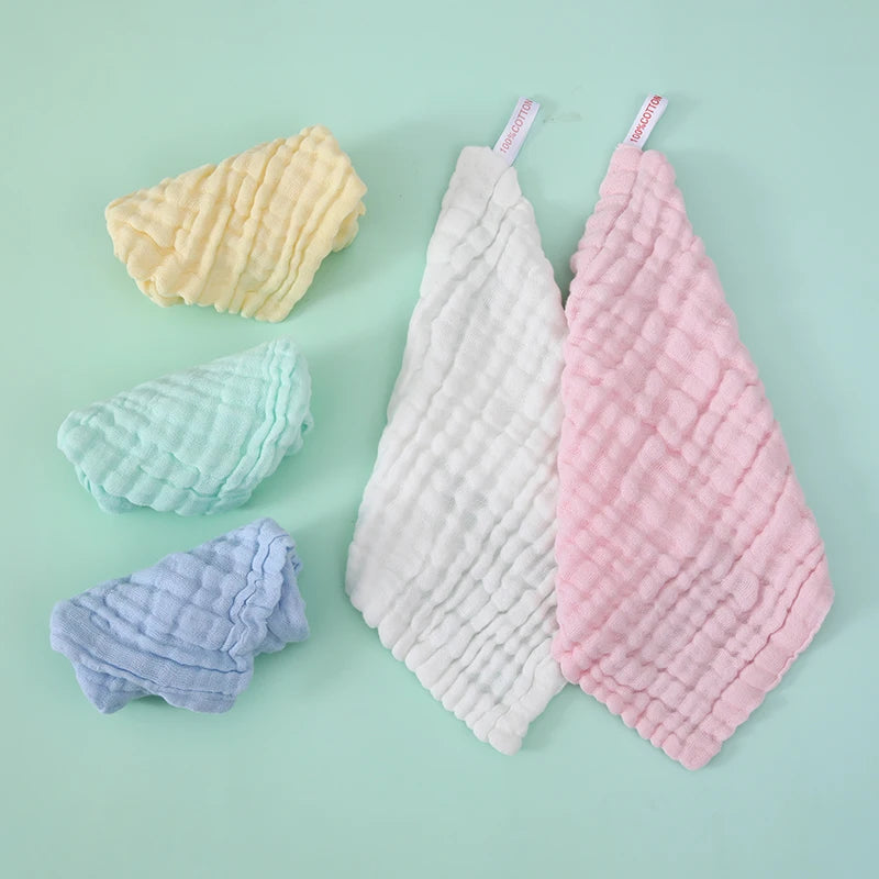 5 Pure Cotton Gauze Square Towels, Soft and Comfortable Baby Drool Towels, Highly Absorbent, Suitable for Home Use and Outings