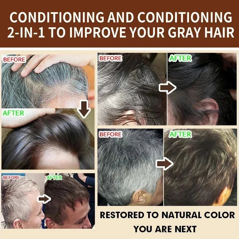 Natural Plant Herbal Hair Dye Shampoo 5 Minutes Change Hair Color Non-irritating Nourishing Repairs Gray White Hair Beauty Care