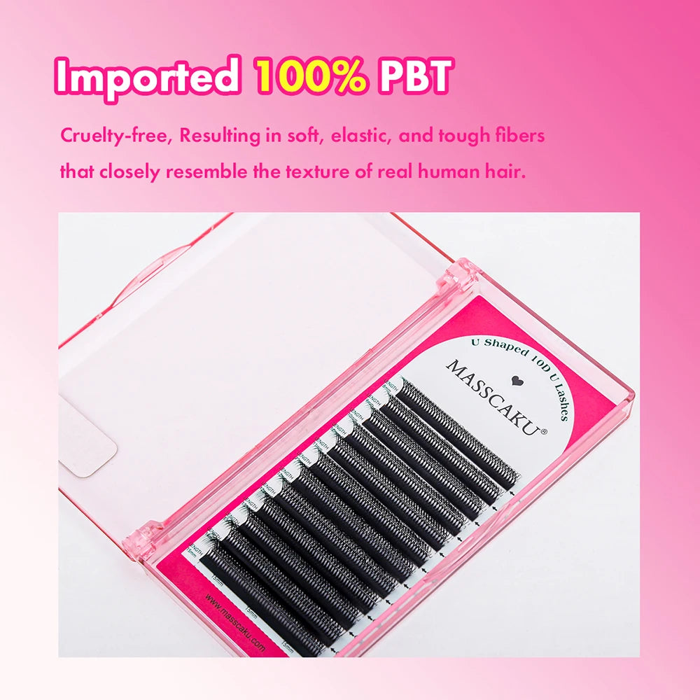MASSCAKU C/D U-Shaped 3D/4D/5D/6D/8D/10D Mix 8-15MM False Eyelashes Professional Handmade Natural Volume Lashes Supplies