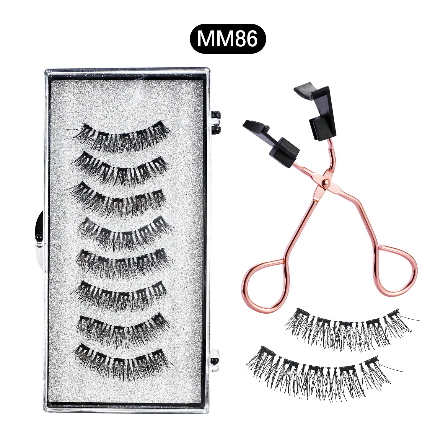8Pcs Magnetic Eyelashes No Glue Needed Magnetic False Eyelashes with Applicator Reusable Thick Natural Effect 5 Magnets Lashes