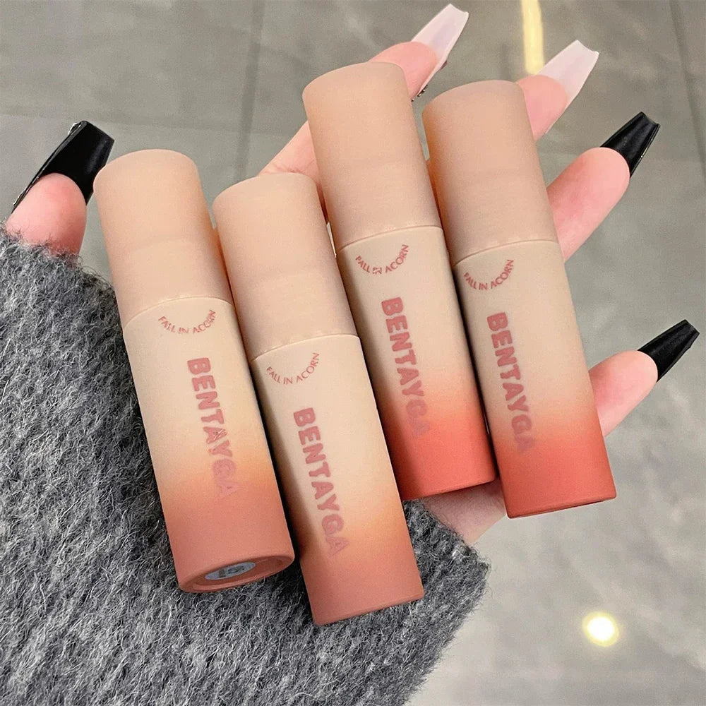 Matte Nude Red Lip Gloss 6Colors Long Lasting Velvet Red Brown Non-stick Cup Lip Mud Pink Liquid Lipstick Korean Makeup Cosmetic
