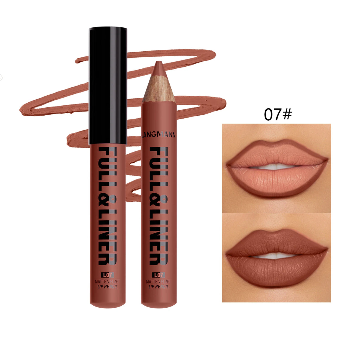 Matte Lip Liner, Lipstick, Wooden Pen Can Be Cut, Lip Liner Lasts for A Long Time,Does Not Stick To The Cup,Does Not Fade