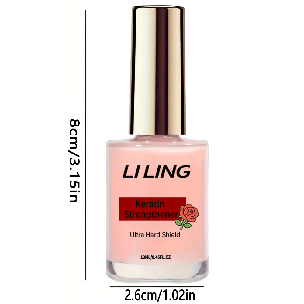 Nude Pink Strengthener: Keratin, Strengthens & Brightens, Quick-Dry, Sheer Jelly Crystal, Easy, Chip-Proof, Removable.