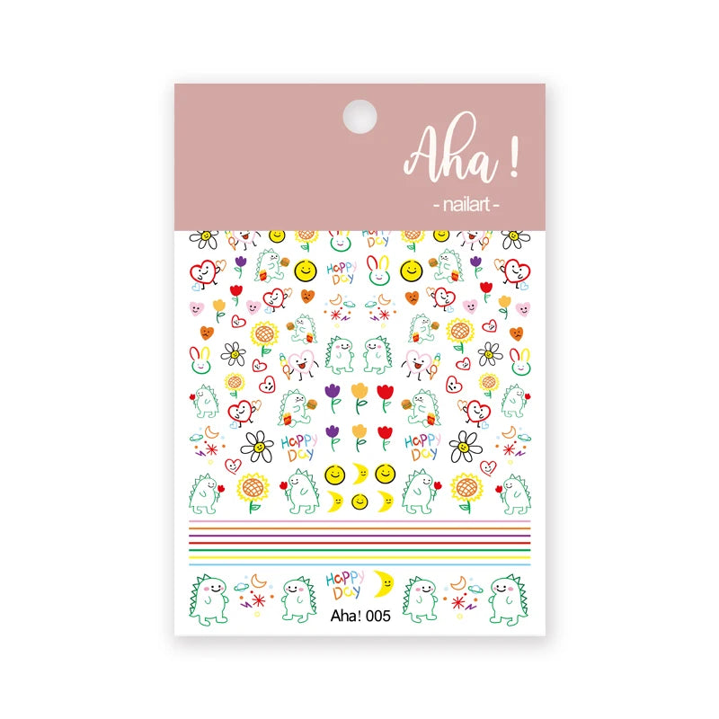 1pc Cute White Cloud Nail Stickers Ultra Thin Nail Art Stickers Self Adhesive Decals Star Moon/Flower/Clouds Kawaii Nail Decals
