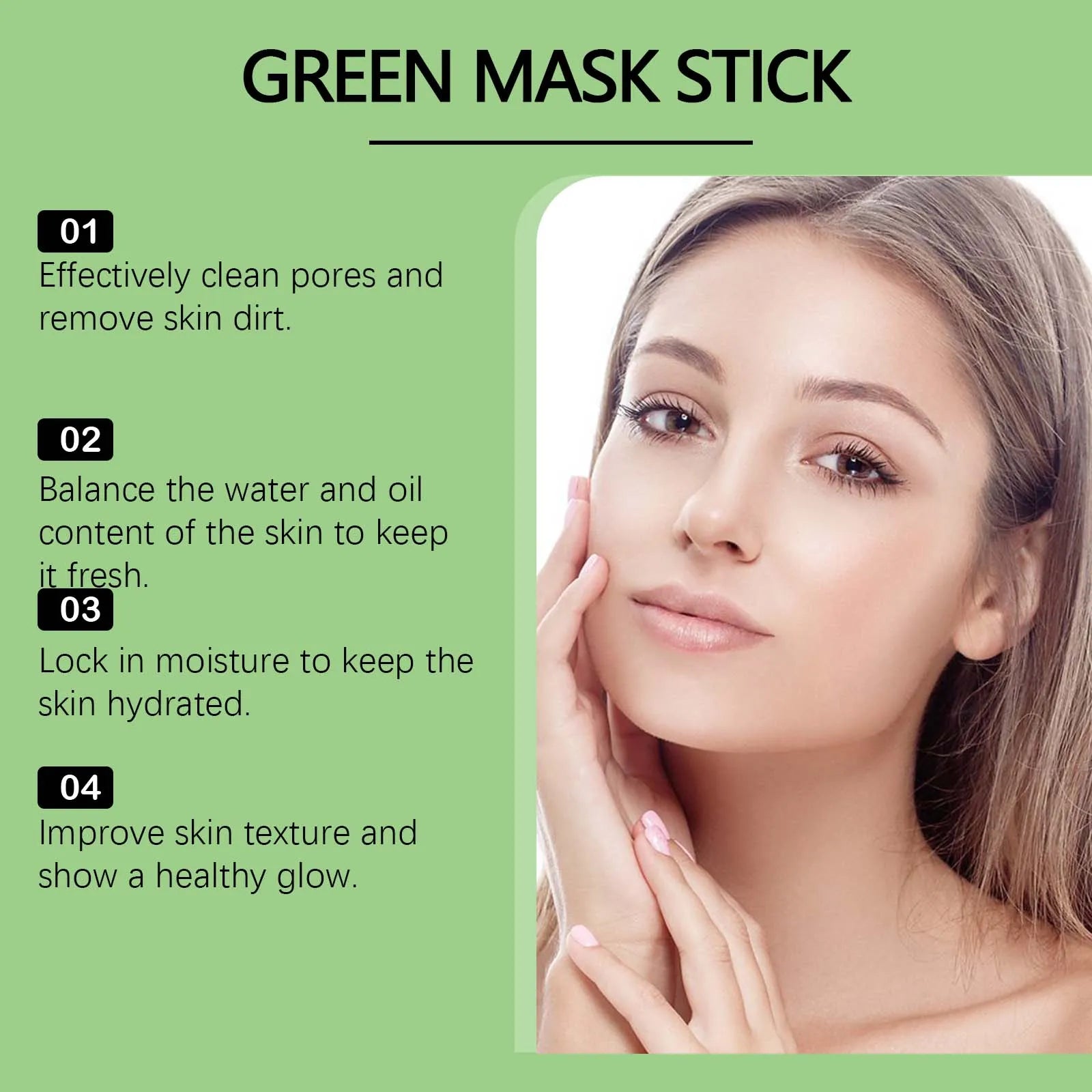 1~5PCS Green Tea Clay Stick For Face Green Mask Stick Smear Acne Shrink Blackhead Green Tea Extract Facial Mask Pore Cleansing