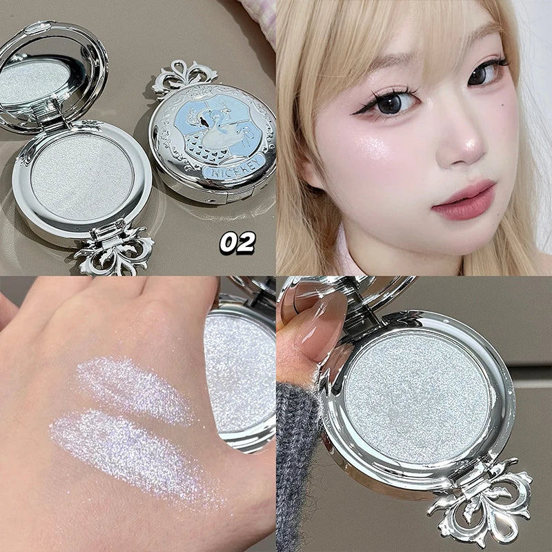 NICEKEY Monochrome Highlighter Champagne Gold Glitter Brighten Shiny Eye Makeup Diamond Shimmer Eyeshadow Palette Contouring