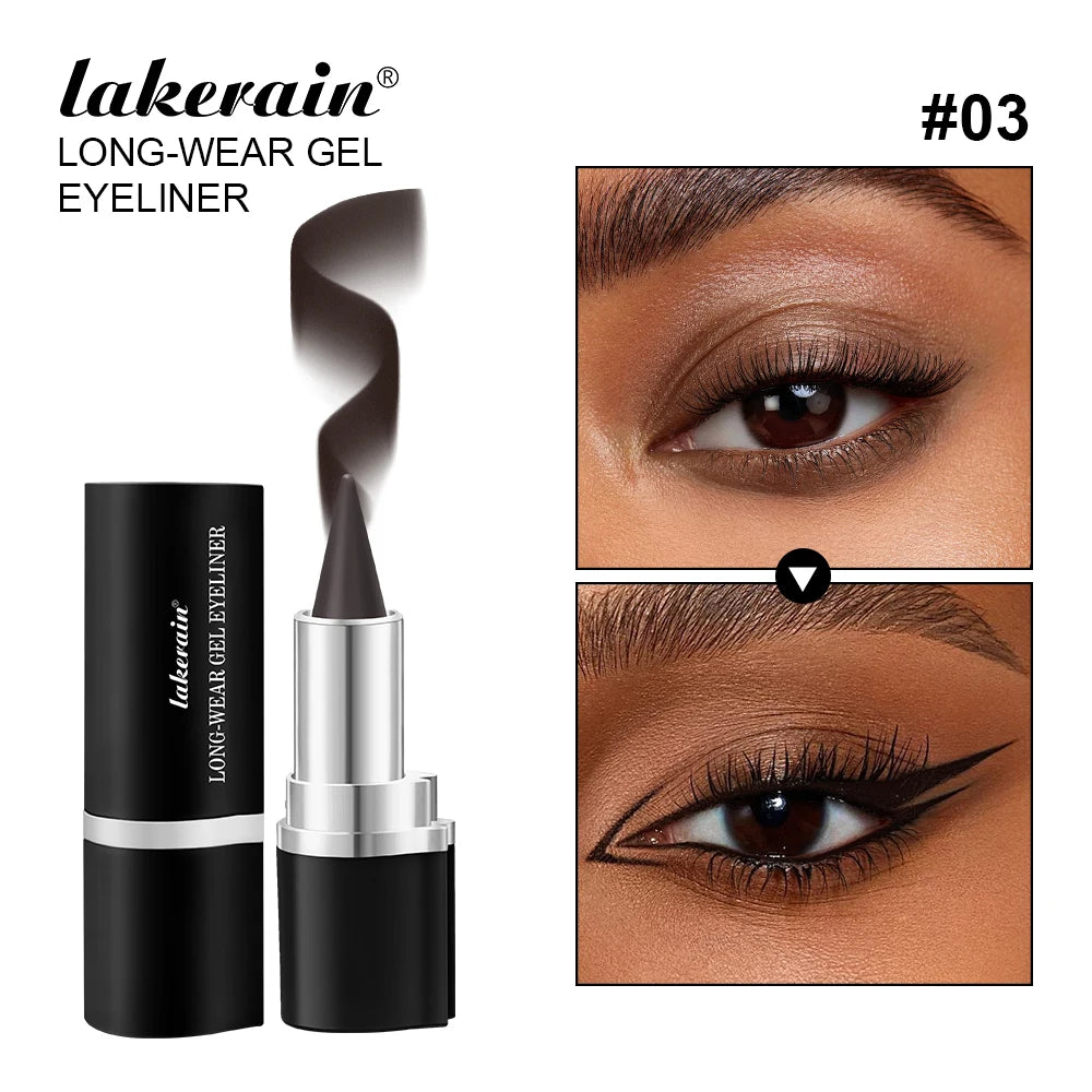 Lakerain Long-lasting Gel Eyeliner Soft Waterproof And Sweat-proof Matte Black Silver Brown Eye Liner Pen Makeup Cosmetic