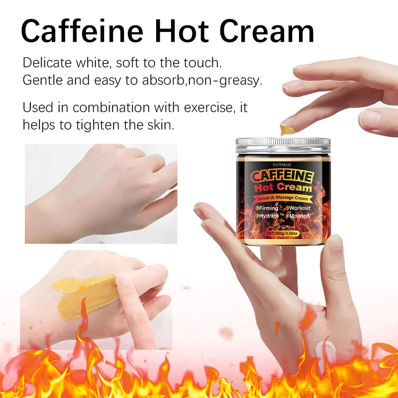 YUITIKUE Caffeine Hot Cream 100g - Thermogenic Sweat & Massage Cream, Tightens & Moisturizes for Workout Body Sculpting