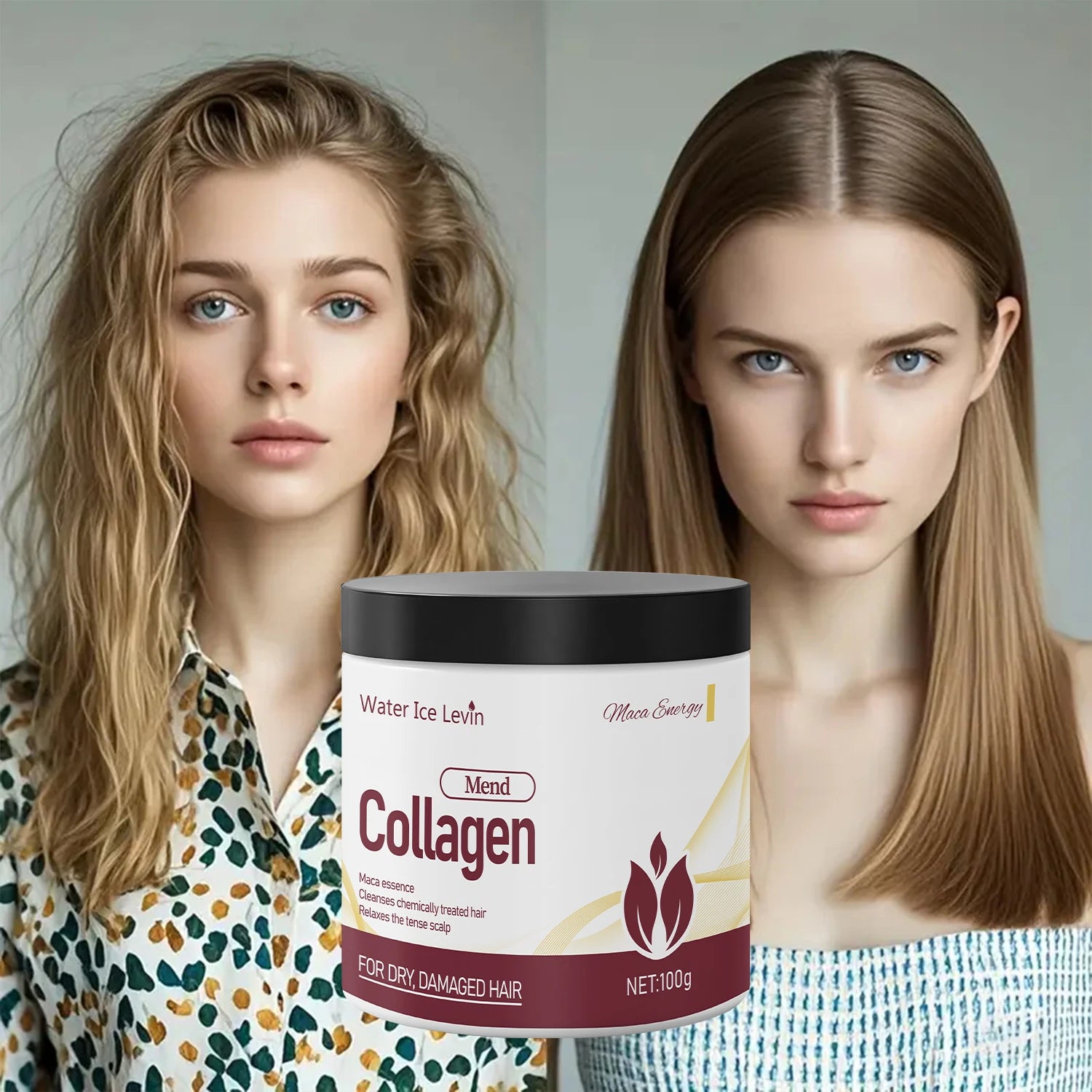 Water Ice Levin Collagen Hair Mask Maca Essence Deep Repair. Revives Dry, Damaged Hair. Soothes Scalp. Strengthens Each Strand