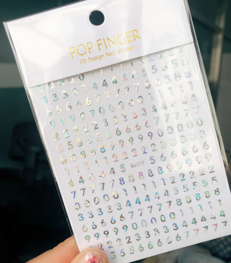 New Roman 26 English Alphabet Number 3D Self-adhesive Nail Art Decal Sticker Word Small Letter Nail Tattoos Decal Stickers