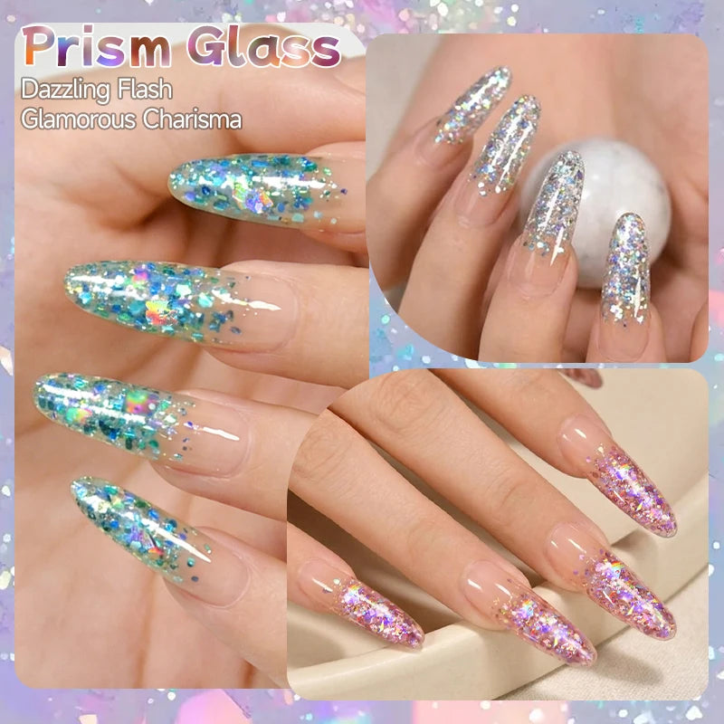 UR SUGAR 6PCS Chunky Glitter Gel Nail Polish Set Shiny Silver Sequins Soak Off UV LED Gel Varnish Kit Summer Nail Art Manicure