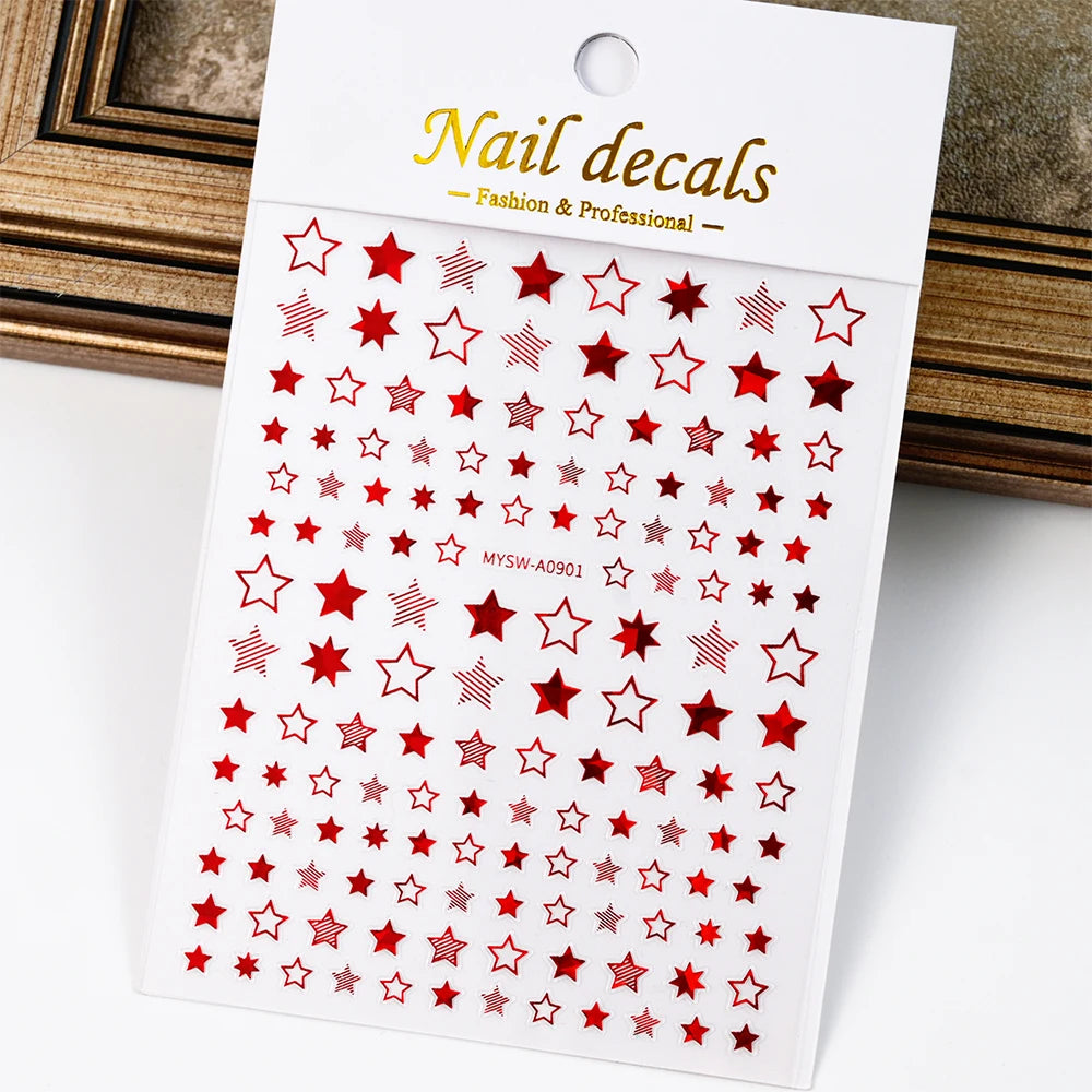 1pcs Star-Themed Nail Art Stickers 3D Self-Adhesive Plastic Decals With Glitter Finish Anime Rectangle Shape Ideal For DIY Nails