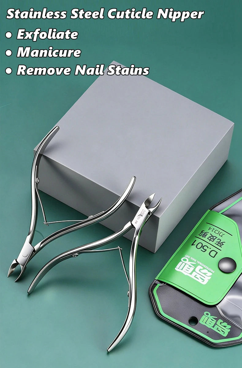 Nail Professional Stainless Steel Nail Cutter Scissor Nippers Muti Function Cuticle Pusher Remover Nail Care Manicure Tools